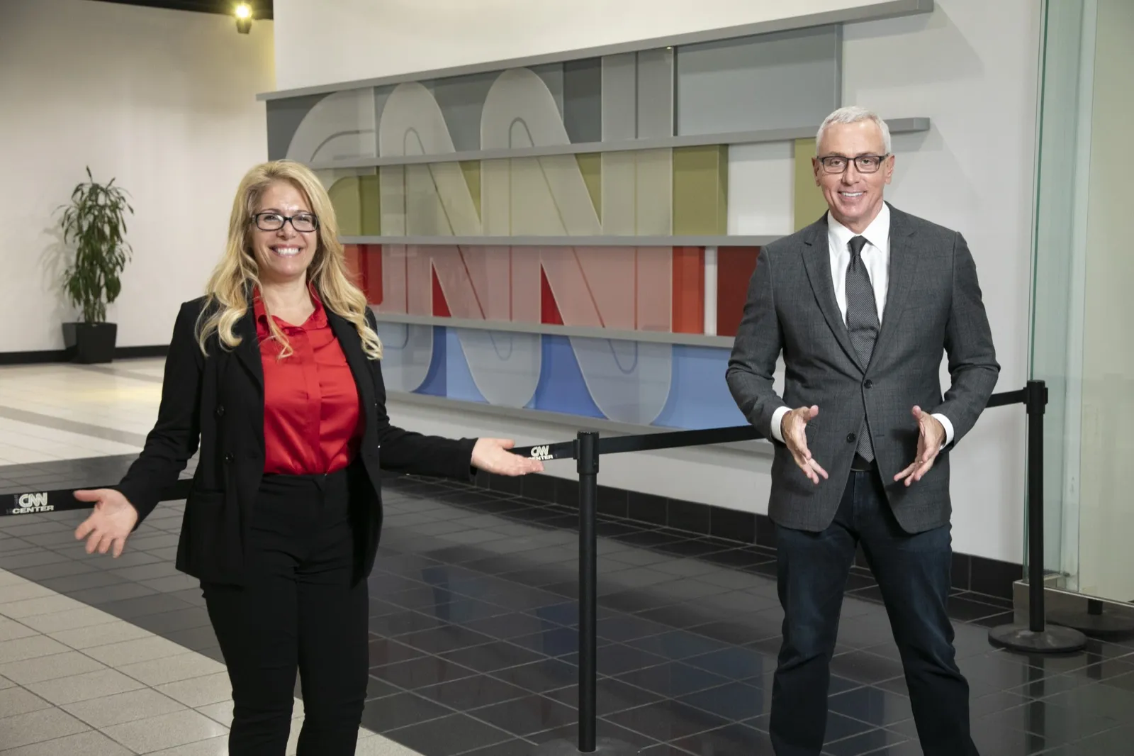 Penny Foskaris with Dr. Drew Pinsky at CNN studios