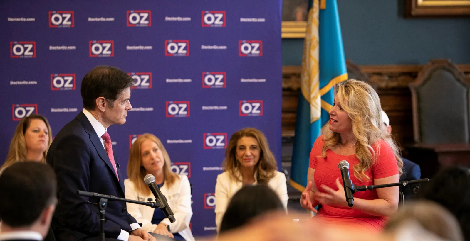 Penny Foskaris speaking at a Dr. Oz event